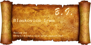 Blaskovics Irma névjegykártya
